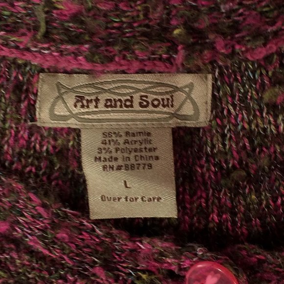 Art and‎ Soul Pink Cardigan Sweater, 3/4 Sleeves, L - Picture 8 of 9